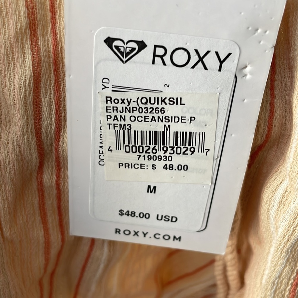 Roxy medium linen pants salmon color with rose and white stripes - Picture 5 of 5